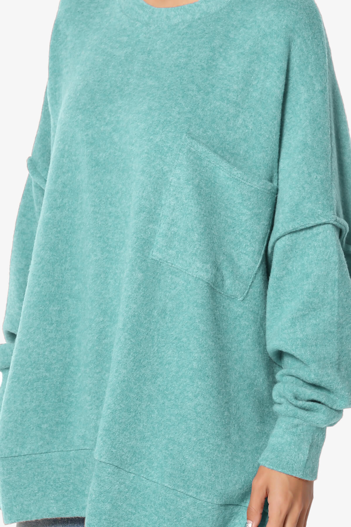 Breccan Blushed Knit Oversized Sweater DUSTY TEAL_5