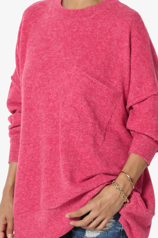 Load image into Gallery viewer, Breccan Blushed Knit Oversized Sweater FUCHSIA_5
