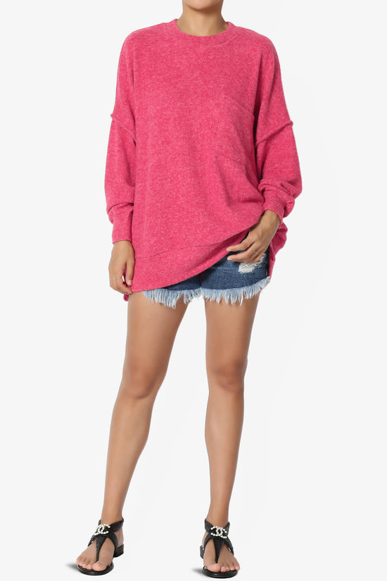 Load image into Gallery viewer, Breccan Blushed Knit Oversized Sweater FUCHSIA_6
