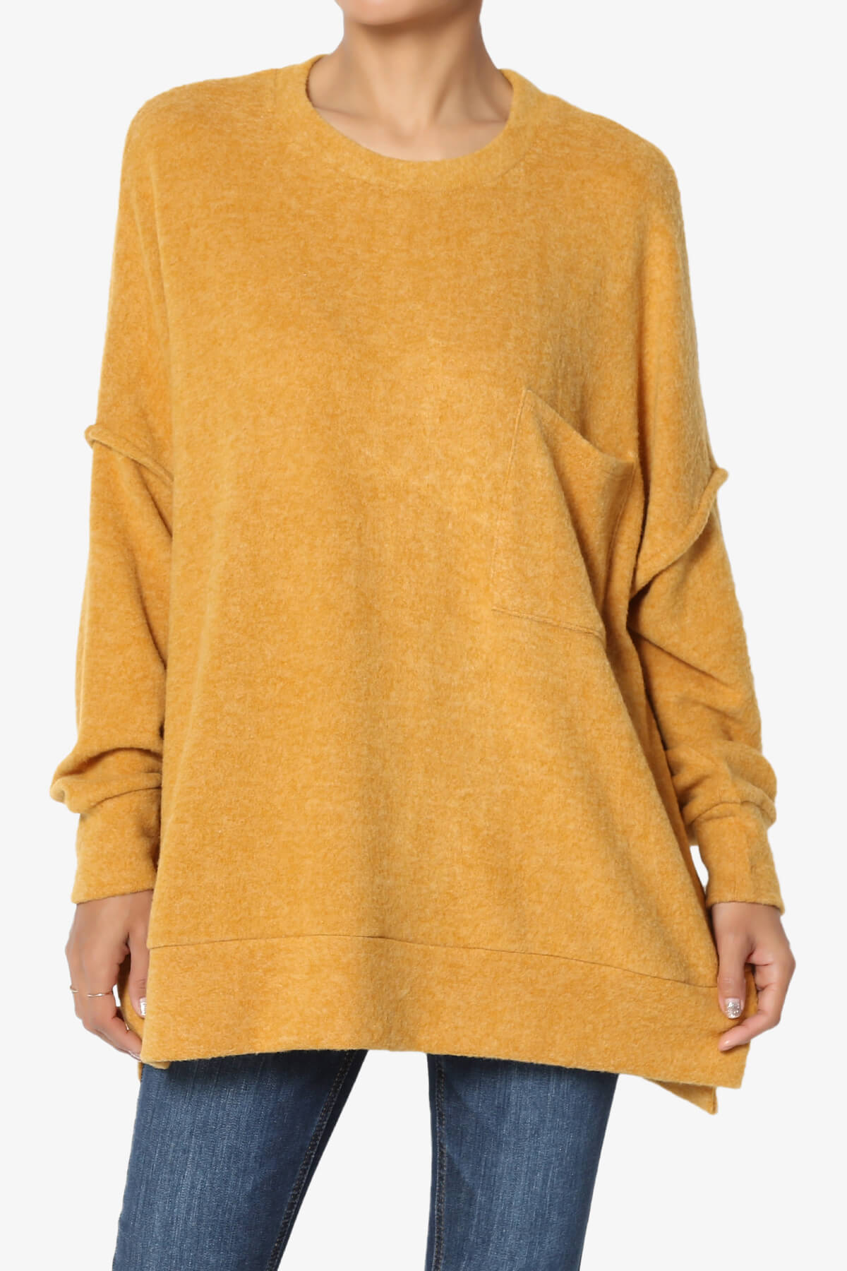 Breccan Blushed Knit Oversized Sweater GOLDEN MUSTARD_1