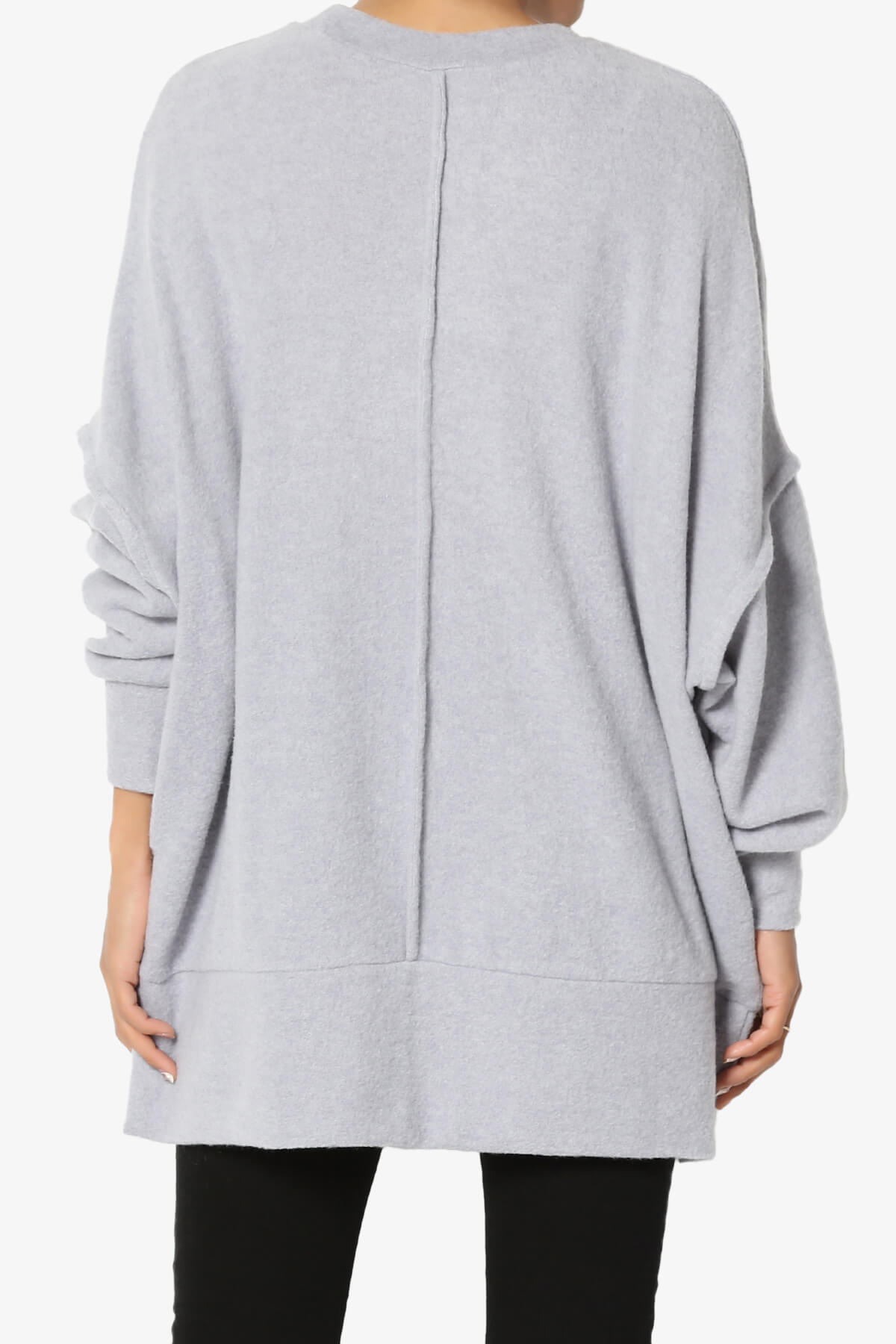 Breccan Blushed Knit Oversized Sweater HEATHER GREY_2