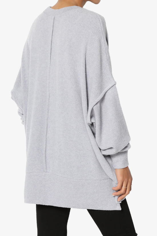Breccan Blushed Knit Oversized Sweater HEATHER GREY_4