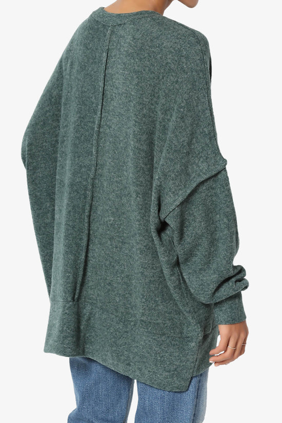 Breccan Blushed Knit Oversized Sweater HUNTER GREEN_4