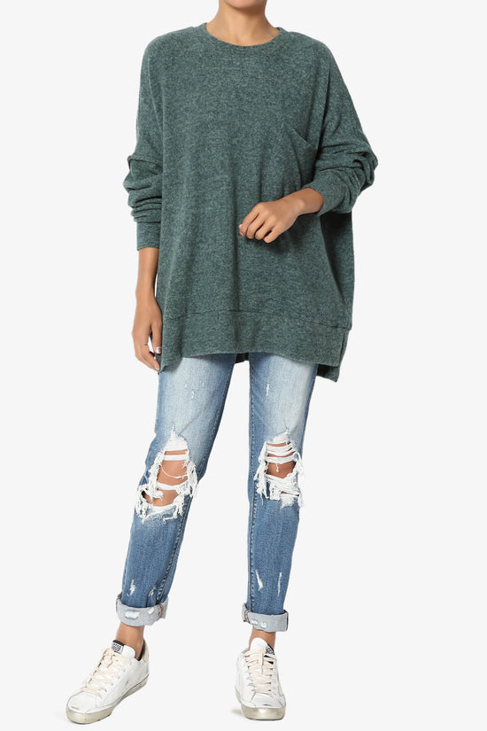 Breccan Blushed Knit Oversized Sweater HUNTER GREEN_6