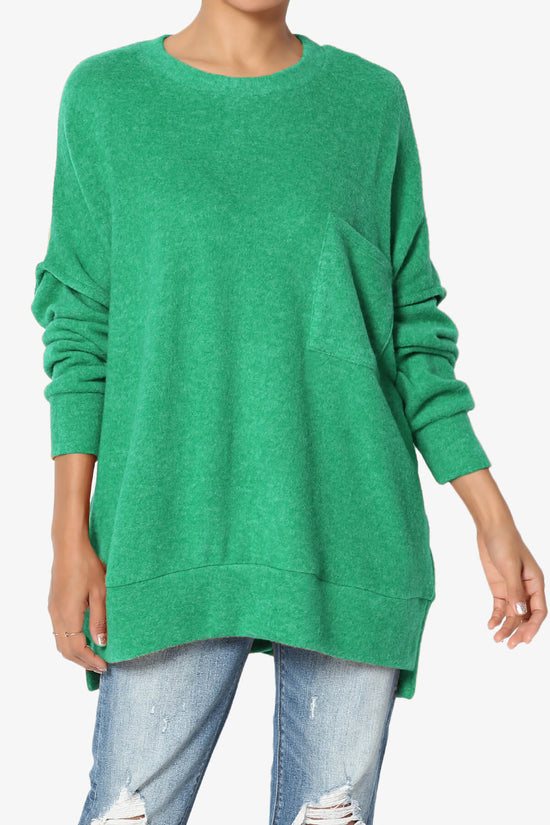 Breccan Blushed Knit Oversized Sweater KELLY GREEN_1