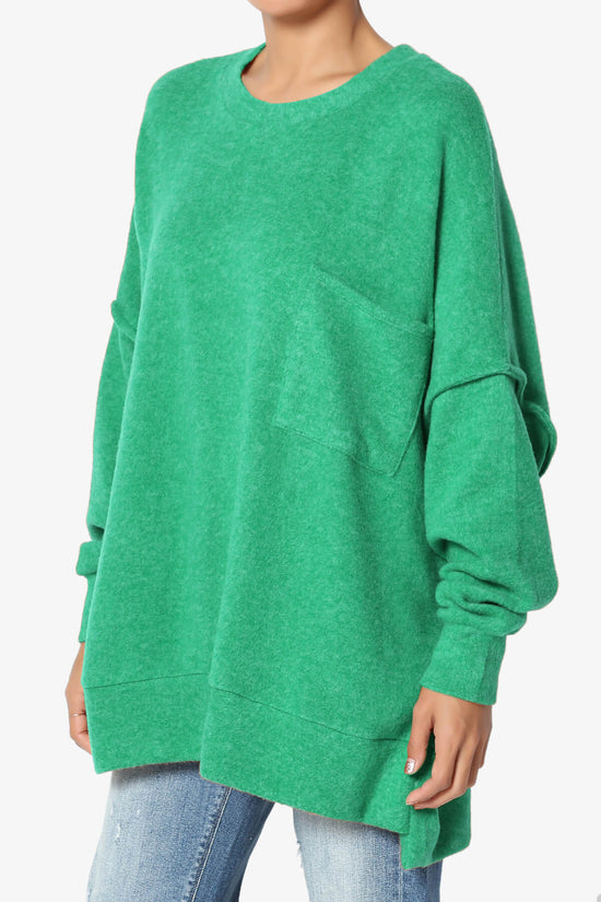 Breccan Blushed Knit Oversized Sweater KELLY GREEN_3