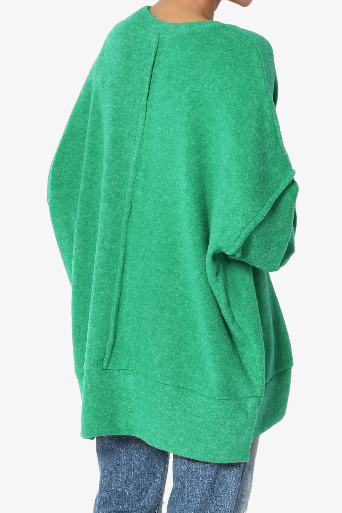 Breccan Blushed Knit Oversized Sweater KELLY GREEN_4