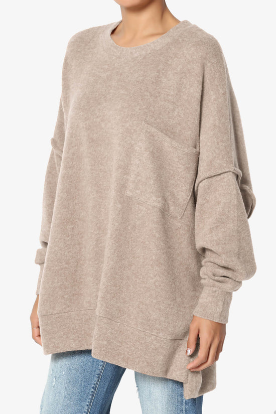 Load image into Gallery viewer, Breccan Blushed Knit Oversized Sweater LIGHT MOCHA_3
