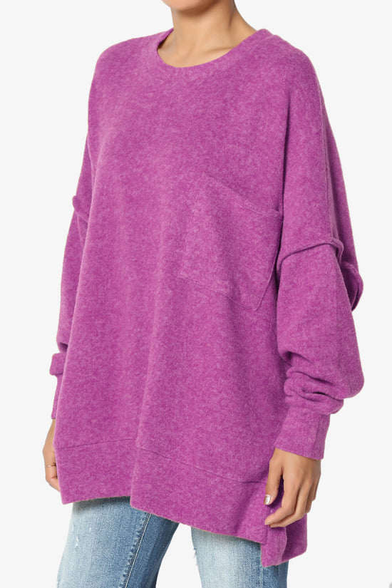 Load image into Gallery viewer, Breccan Blushed Knit Oversized Sweater LIGHT PLUM_3
