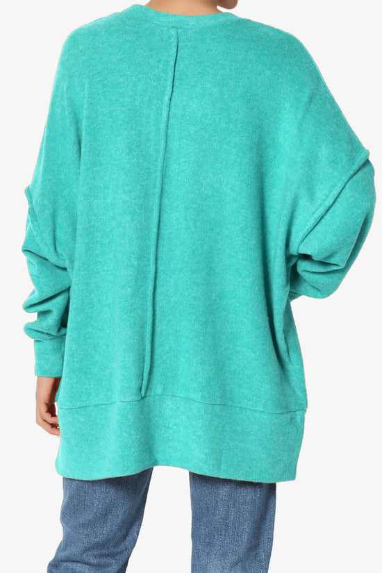 Breccan Blushed Knit Oversized Sweater LT TEAL_2