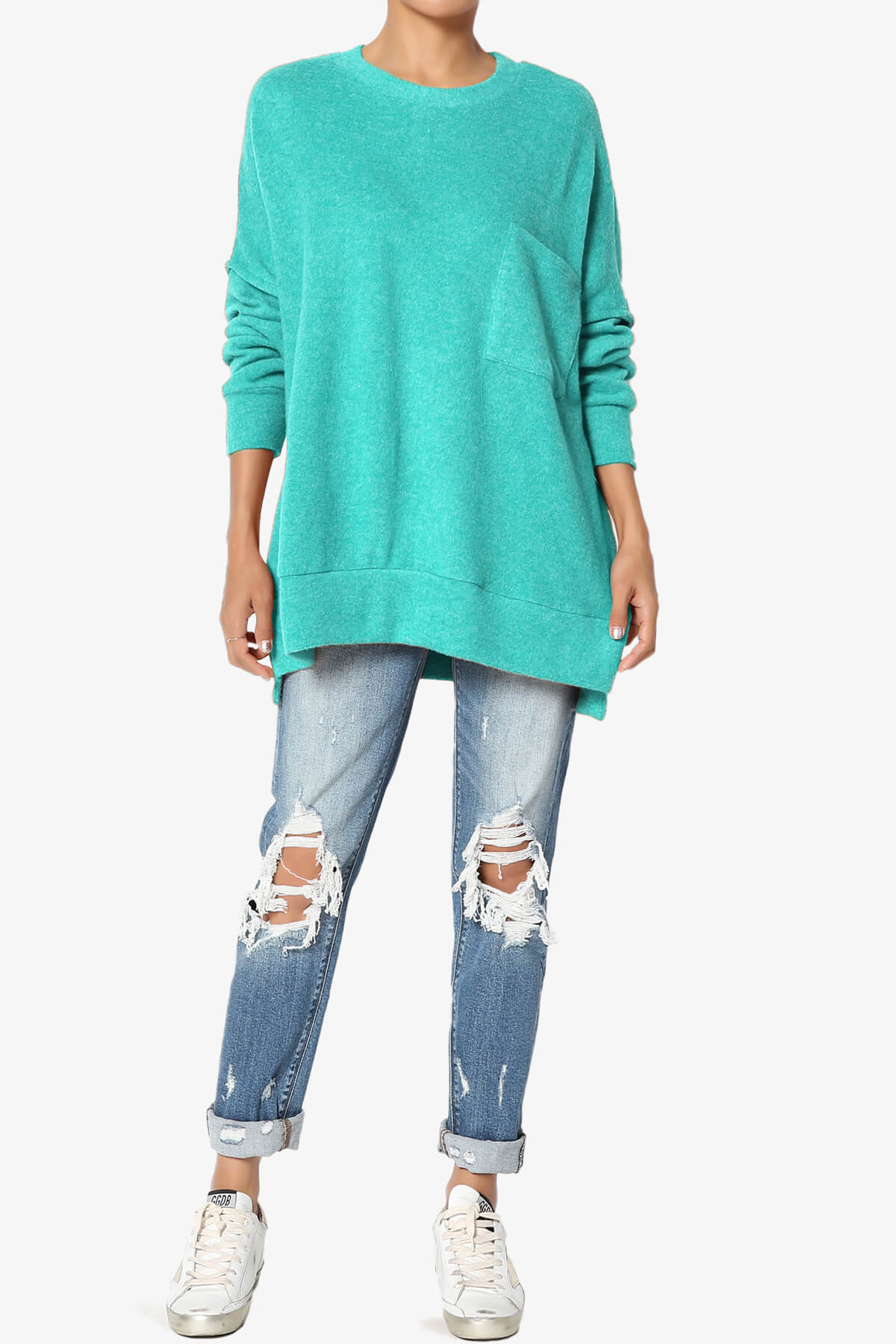 Breccan Blushed Knit Oversized Sweater LT TEAL_6