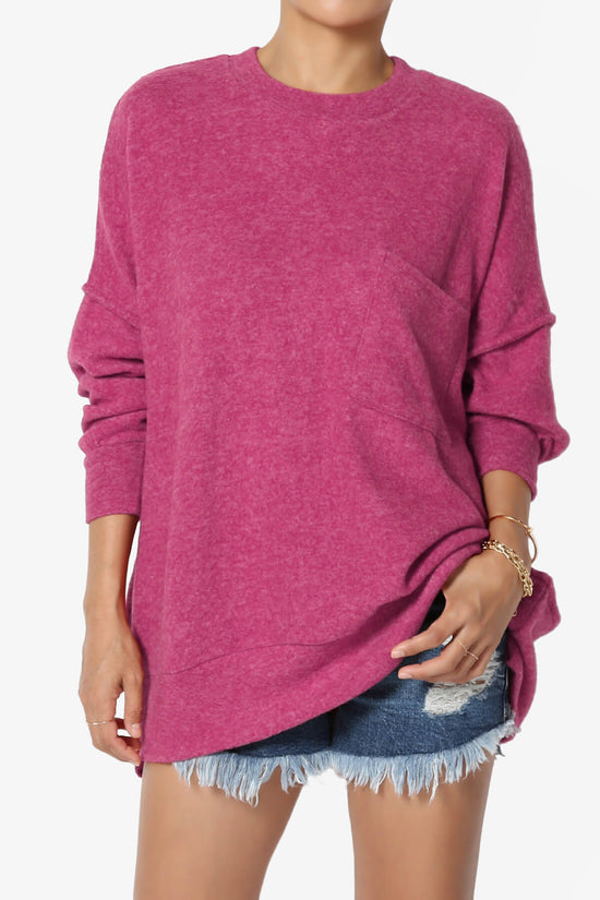 Breccan Blushed Knit Oversized Sweater MAGENTA_1