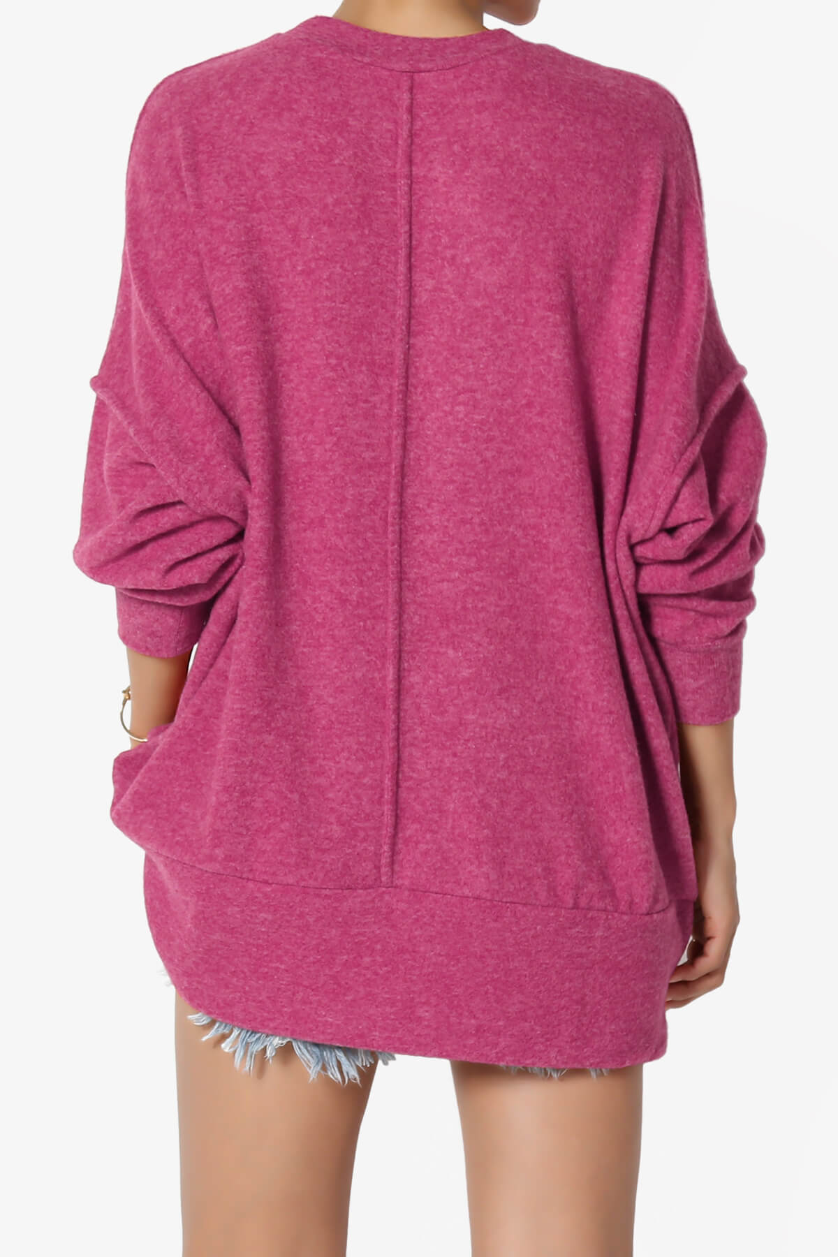 Breccan Blushed Knit Oversized Sweater MAGENTA_2