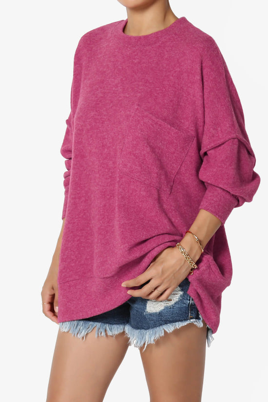 Load image into Gallery viewer, Breccan Blushed Knit Oversized Sweater MAGENTA_3
