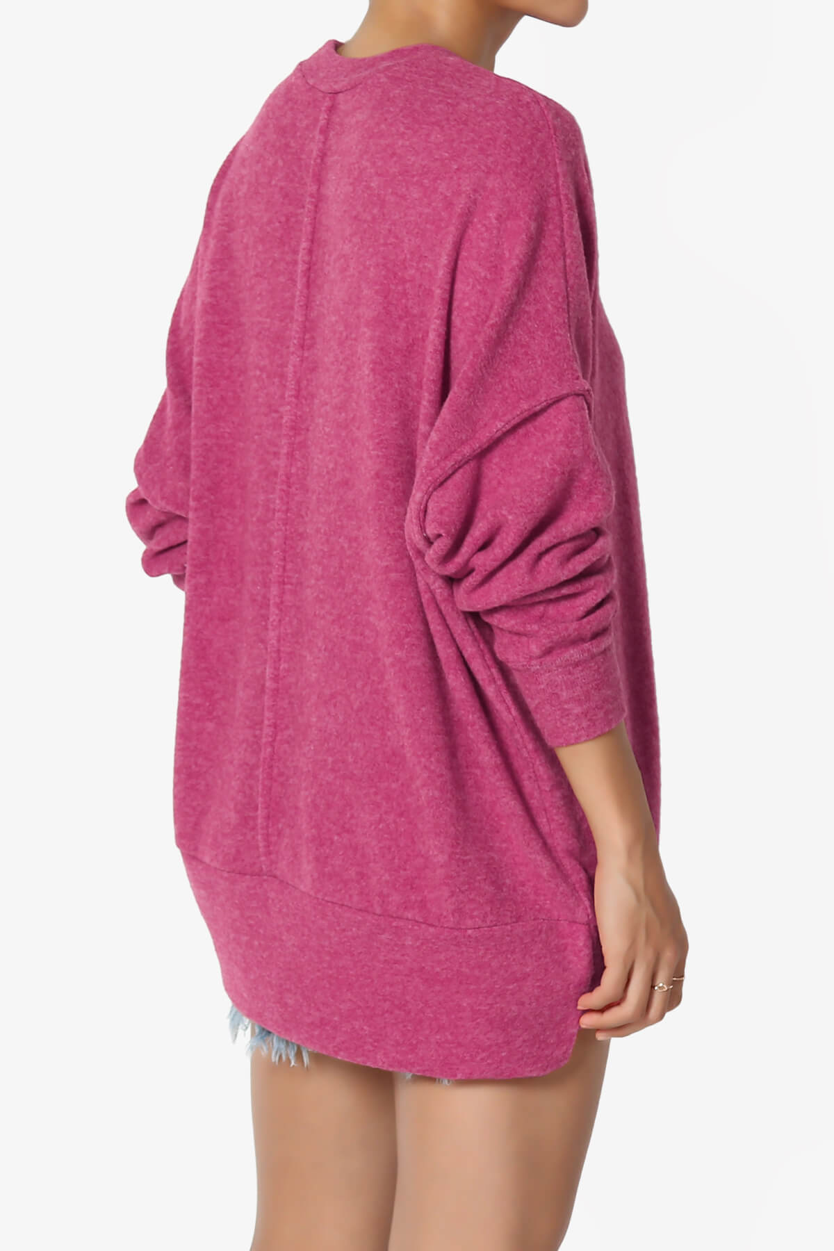 Breccan Blushed Knit Oversized Sweater MAGENTA_4