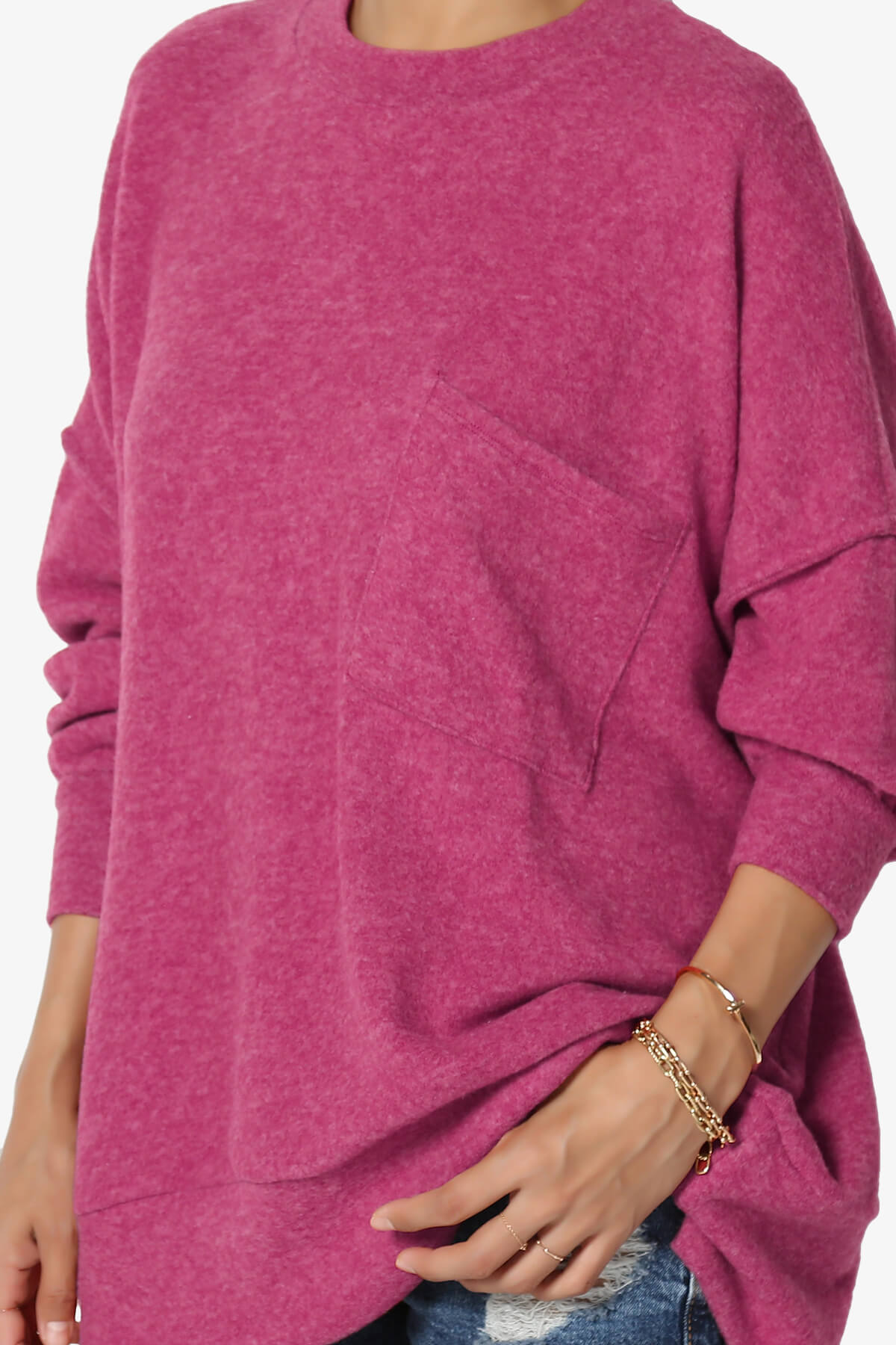 Breccan Blushed Knit Oversized Sweater MAGENTA_5