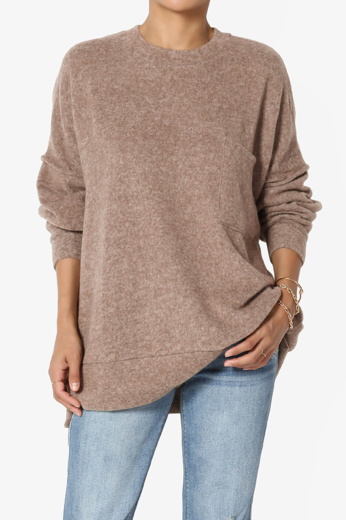 Load image into Gallery viewer, Breccan Blushed Knit Oversized Sweater MOCHA_1
