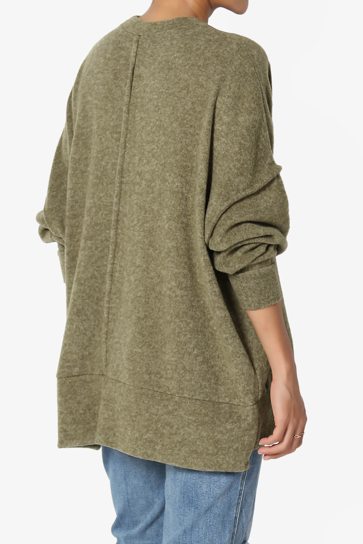 Load image into Gallery viewer, Breccan Blushed Knit Oversized Sweater OLIVE KHAKI_4
