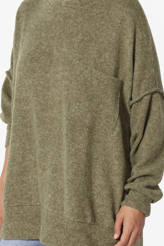 Breccan Blushed Knit Oversized Sweater OLIVE KHAKI_5