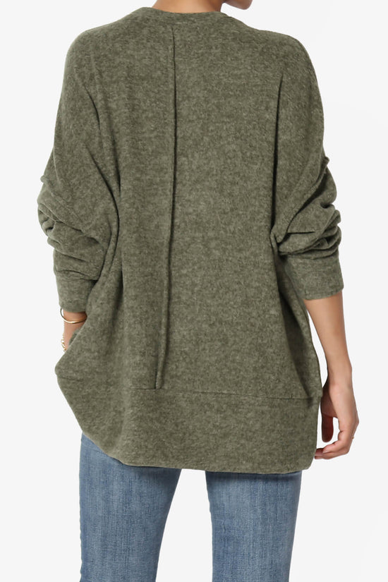 Breccan Blushed Knit Oversized Sweater OLIVE_2