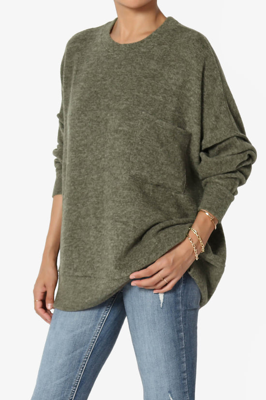 Load image into Gallery viewer, Breccan Blushed Knit Oversized Sweater OLIVE_3
