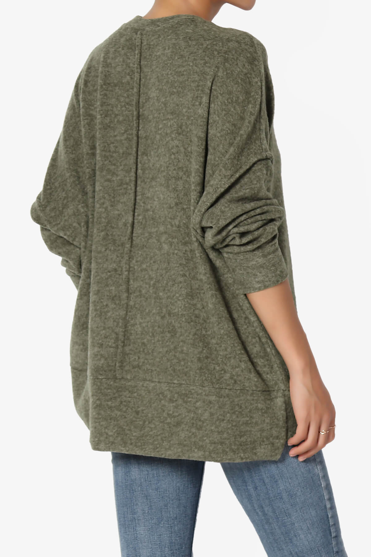 Breccan Blushed Knit Oversized Sweater OLIVE_4
