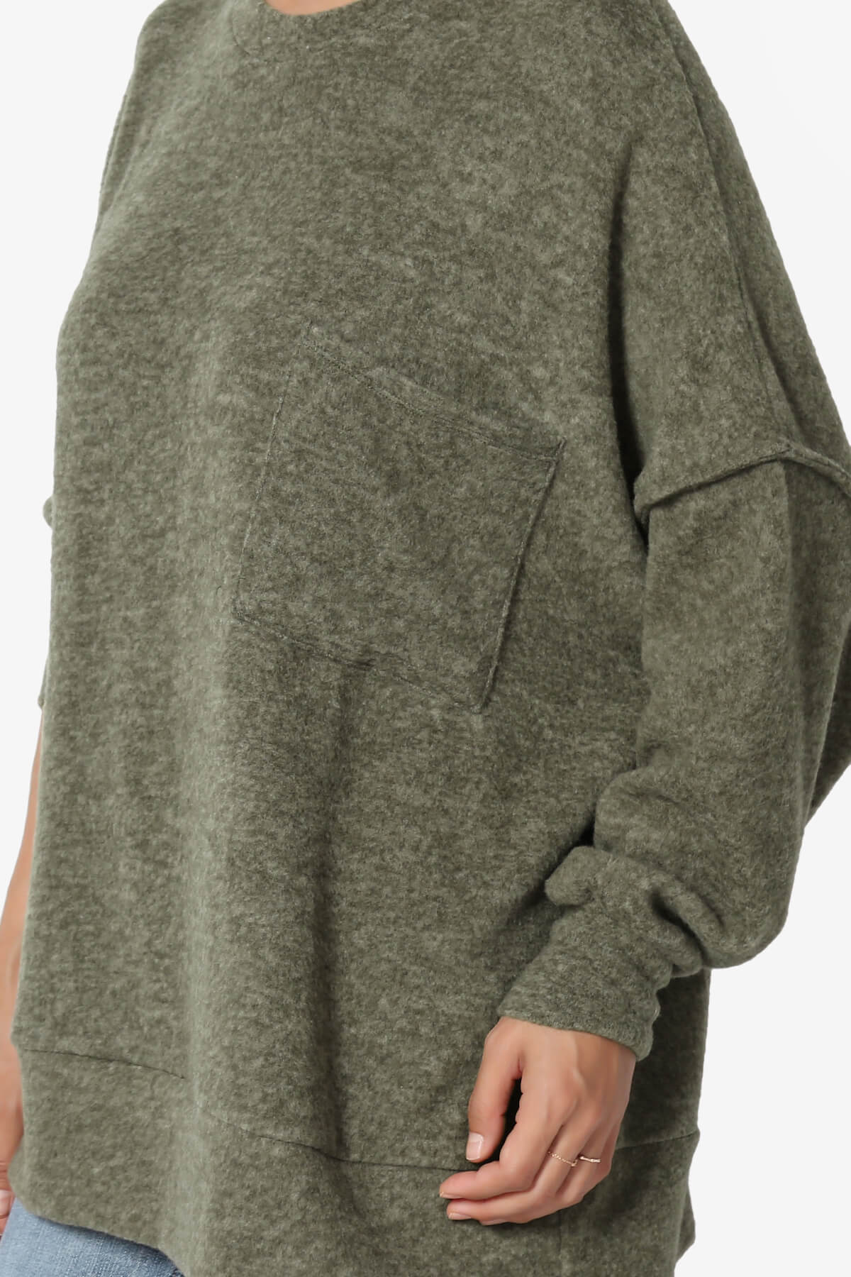 Breccan Blushed Knit Oversized Sweater OLIVE_5