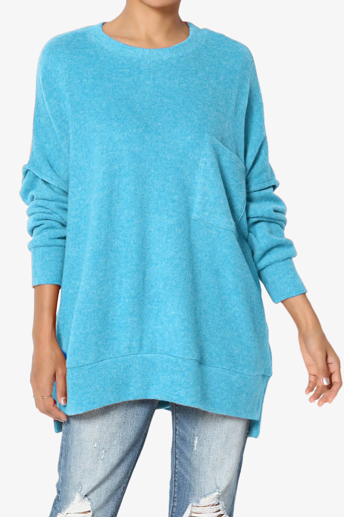 Load image into Gallery viewer, Breccan Blushed Knit Oversized Sweater SKY_1
