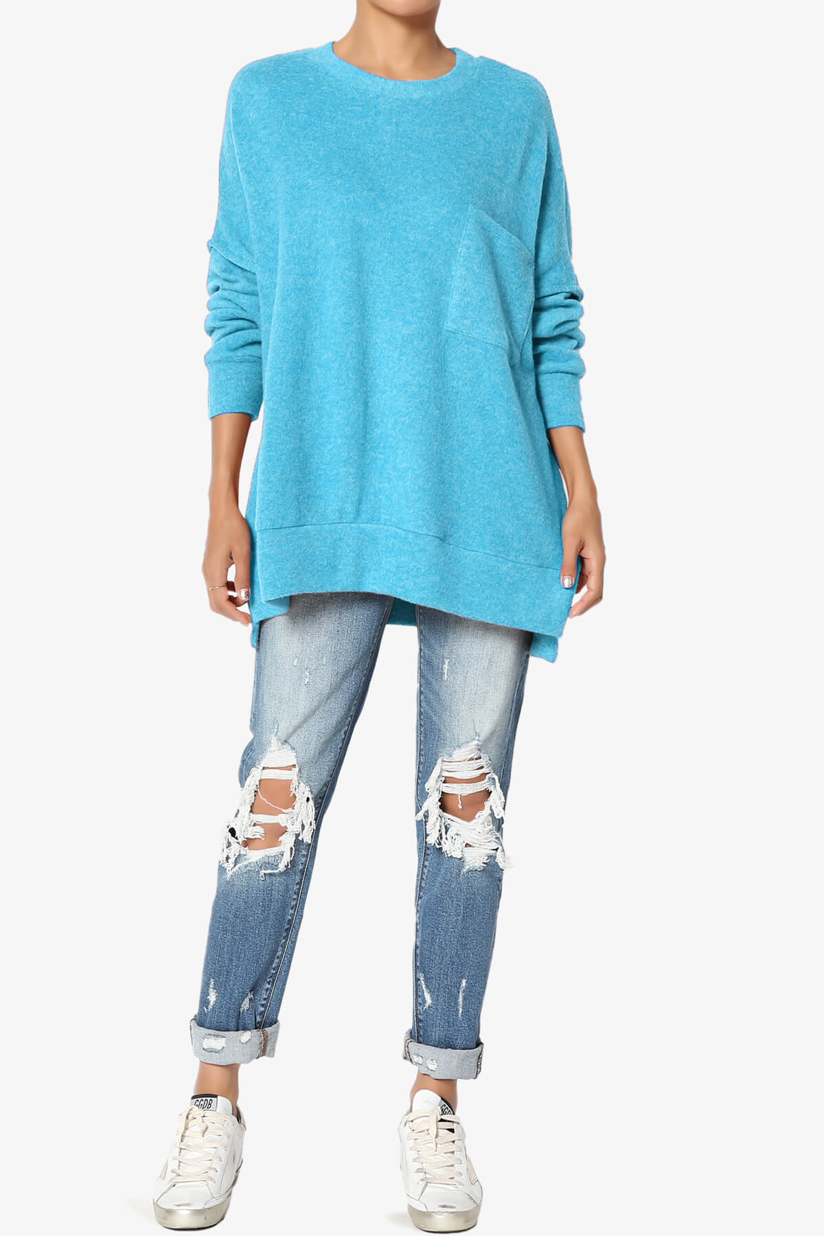 Load image into Gallery viewer, Breccan Blushed Knit Oversized Sweater SKY_6
