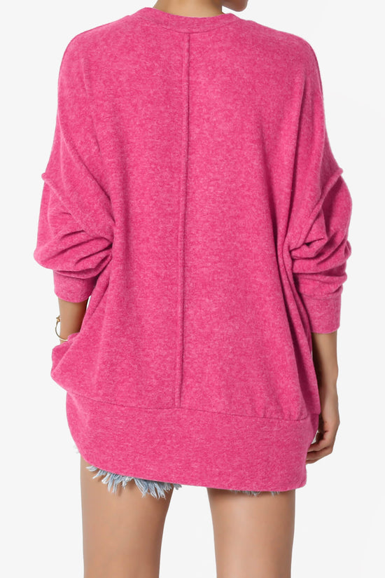 Load image into Gallery viewer, Breccan Blushed Knit Oversized Sweater VIVA MAGENTA_2
