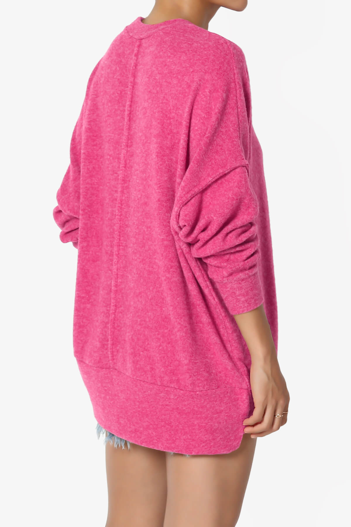 Load image into Gallery viewer, Breccan Blushed Knit Oversized Sweater VIVA MAGENTA_4
