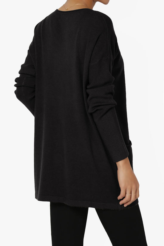 Load image into Gallery viewer, Brecken Pocket Long Sleeve Soft Knit Sweater Tunic BLACK_4
