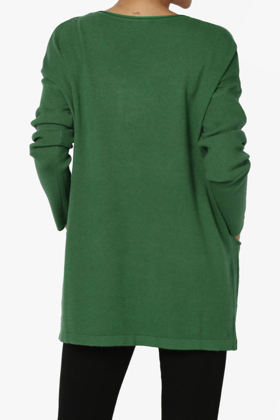 Brecken Pocket Long Sleeve Soft Knit Sweater Tunic DARK GREEN_2