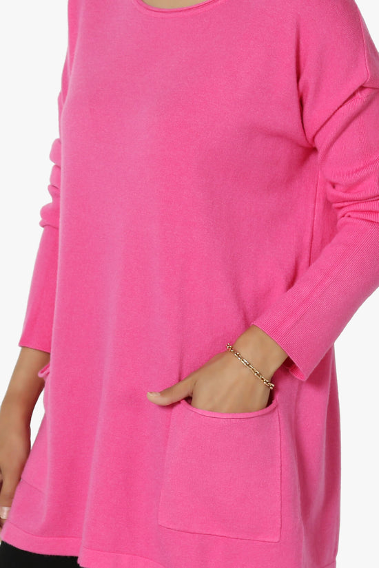 Load image into Gallery viewer, Brecken Pocket Long Sleeve Soft Knit Sweater Tunic FUCHSIA_5
