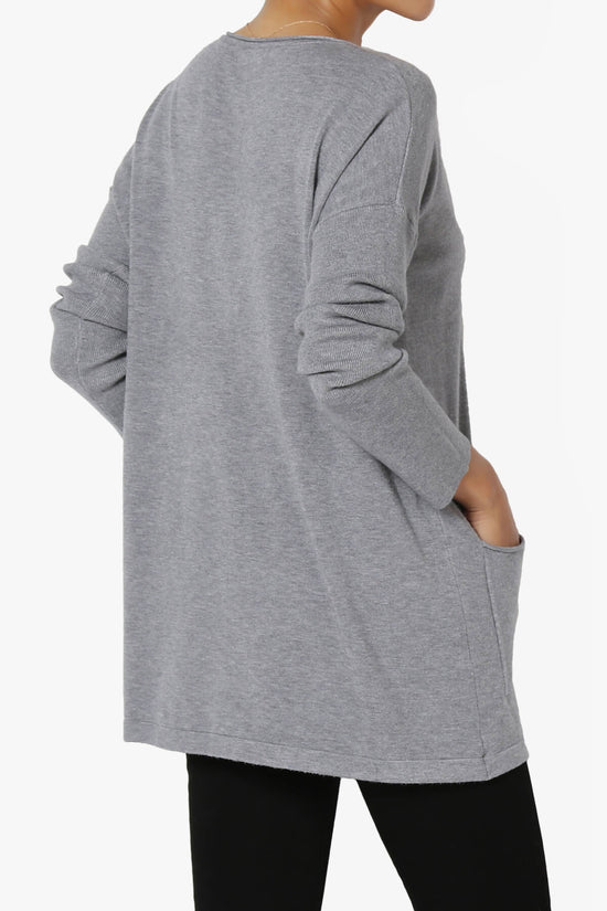 Load image into Gallery viewer, Brecken Pocket Long Sleeve Soft Knit Sweater Tunic HEATHER GREY_4
