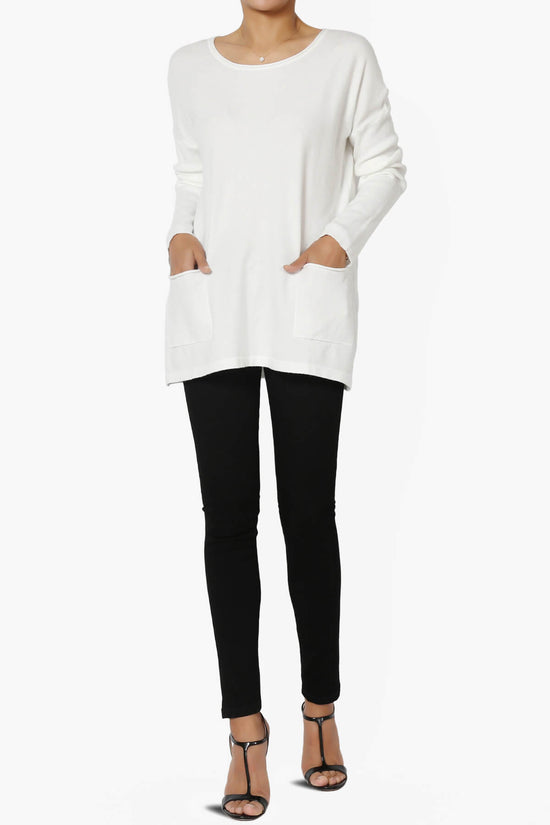 Load image into Gallery viewer, Brecken Pocket Long Sleeve Soft Knit Sweater Tunic IVORY_6
