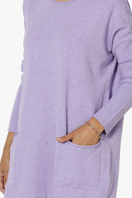 Load image into Gallery viewer, Brecken Pocket Long Sleeve Soft Knit Sweater Tunic LAVENDER_5
