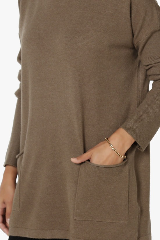 Load image into Gallery viewer, Brecken Pocket Long Sleeve Soft Knit Sweater Tunic MOCHA_5
