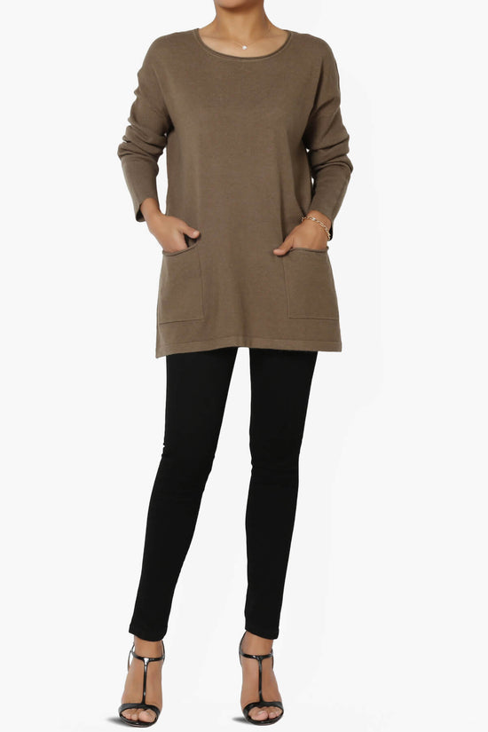 Load image into Gallery viewer, Brecken Pocket Long Sleeve Soft Knit Sweater Tunic MOCHA_6

