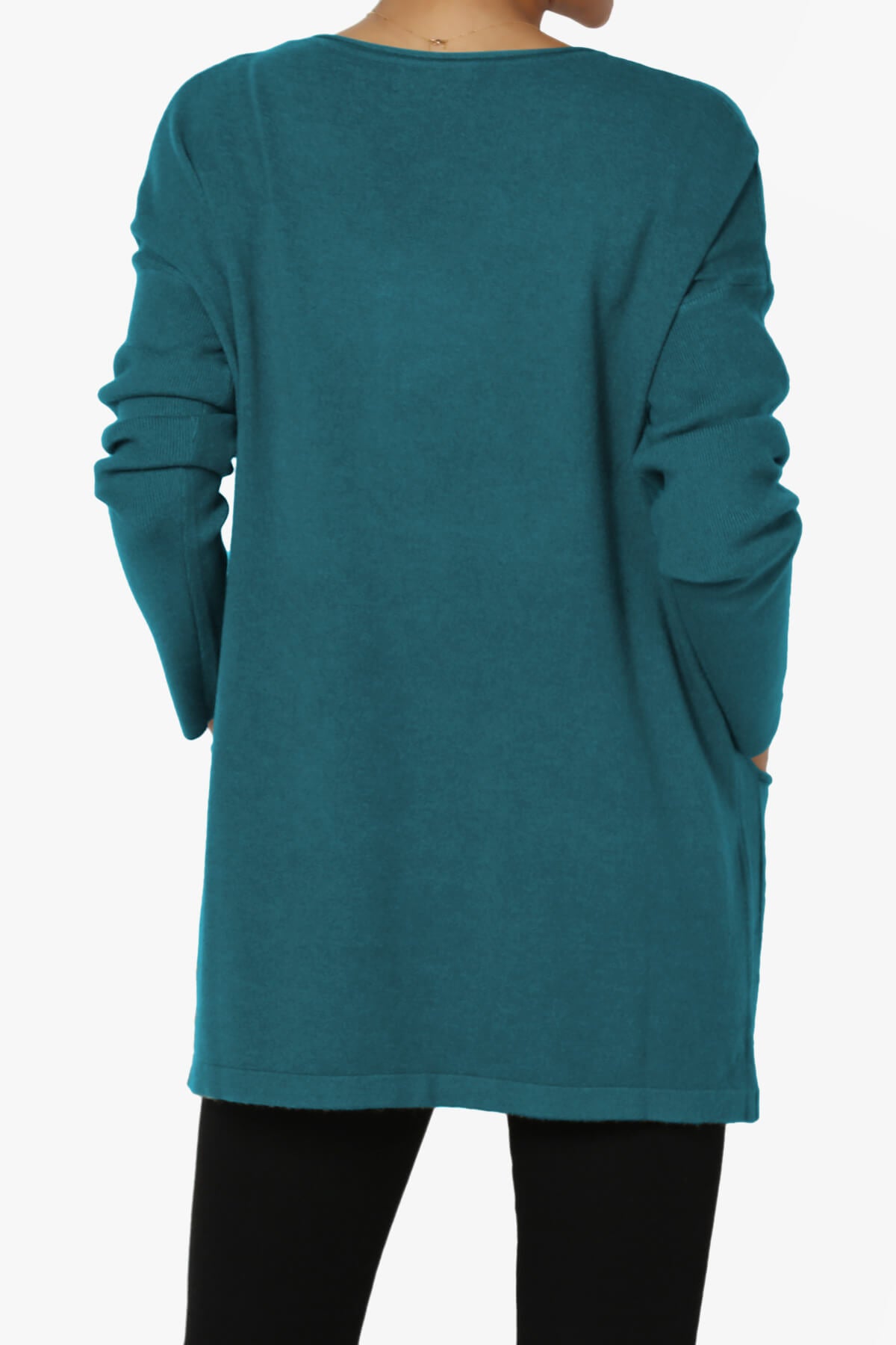 Brecken Pocket Long Sleeve Soft Knit Sweater Tunic OCEAN TEAL_2