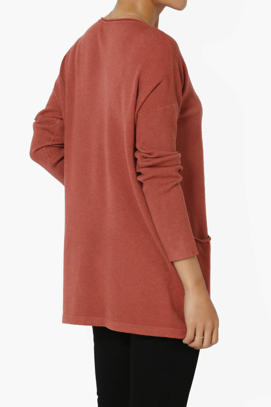 Load image into Gallery viewer, Brecken Pocket Long Sleeve Soft Knit Sweater Tunic RUST_4
