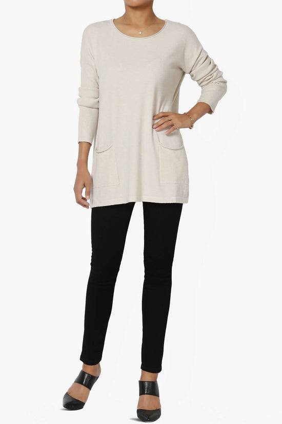 Load image into Gallery viewer, Brecken Pocket Long Sleeve Soft Knit Sweater Tunic SAND BEIGE_6
