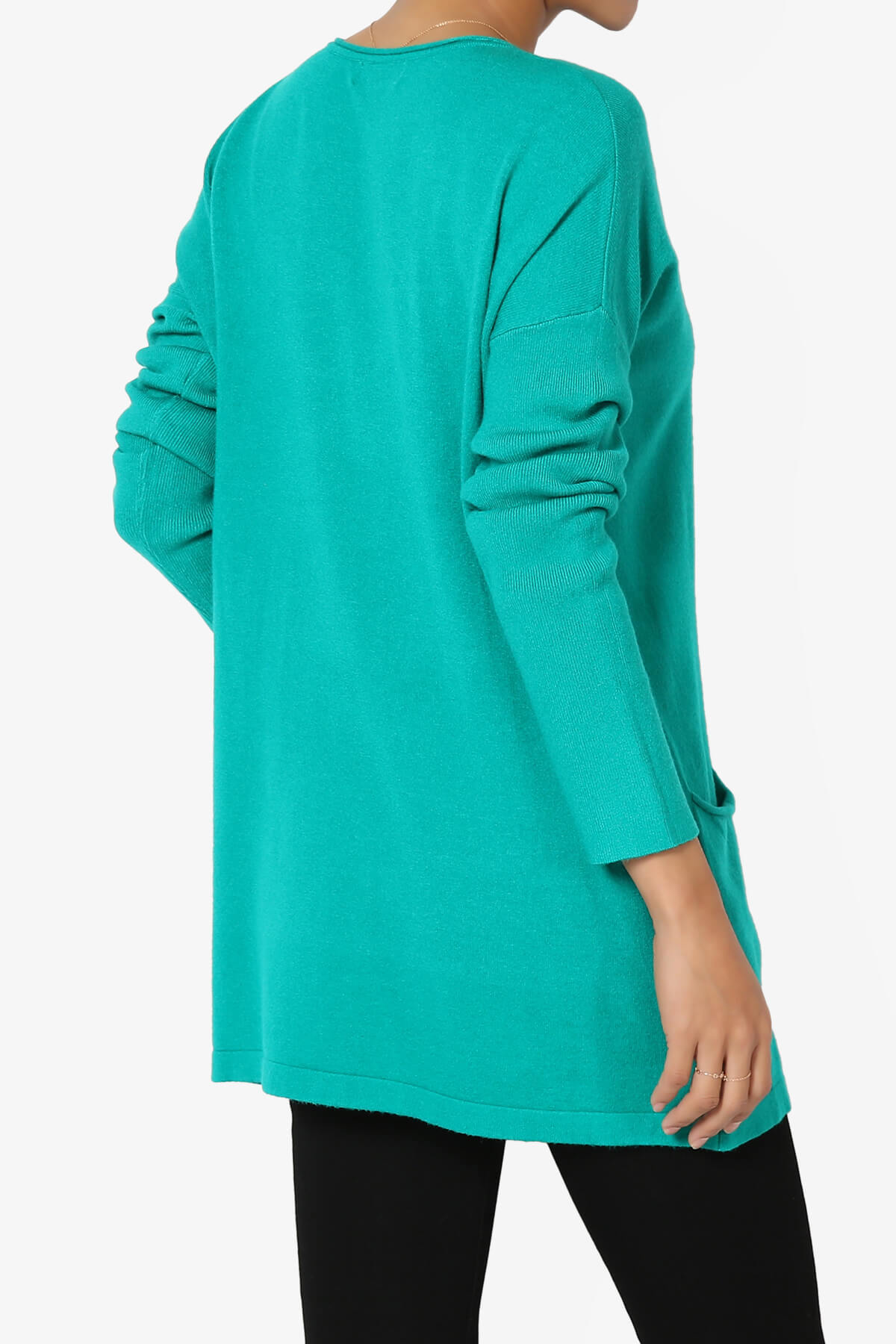 Brecken Pocket Long Sleeve Soft Knit Sweater Tunic TURQUOISE_4