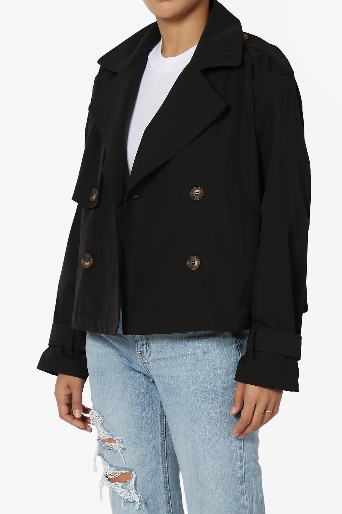 Load image into Gallery viewer, Brixton Cropped Trench Jacket BLACK_3
