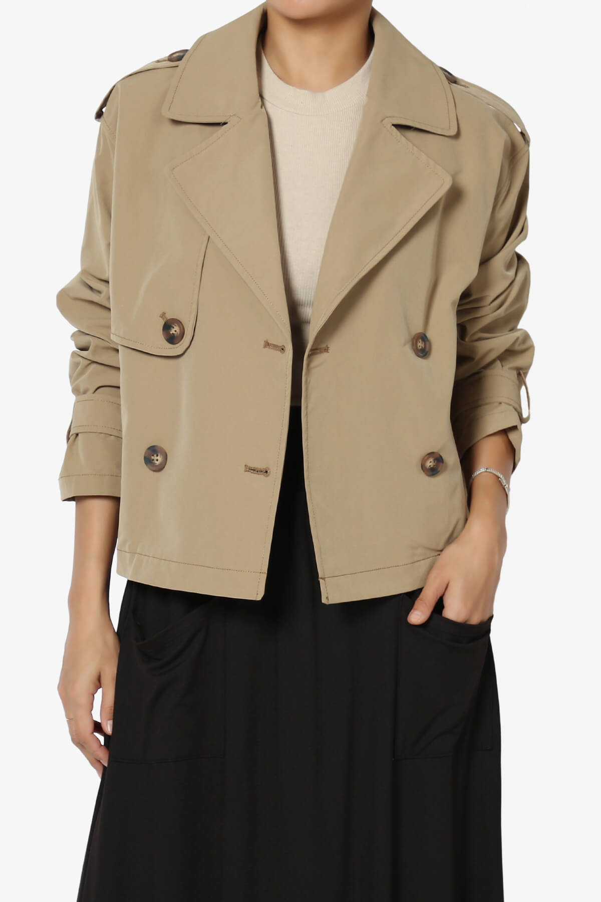 Load image into Gallery viewer, Brixton Cropped Trench Jacket CAMEL_1
