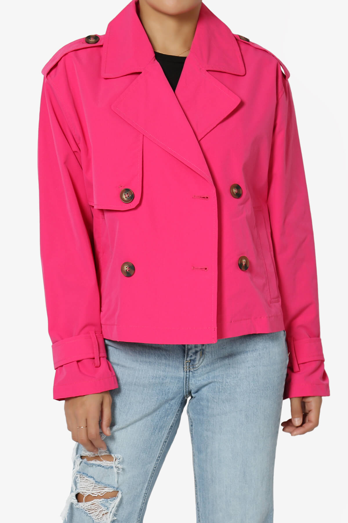 Load image into Gallery viewer, Brixton Cropped Trench Jacket FUCHSIA_1

