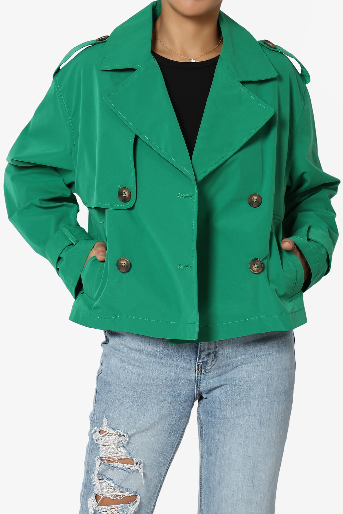 Load image into Gallery viewer, Brixton Cropped Trench Jacket GREEN_1
