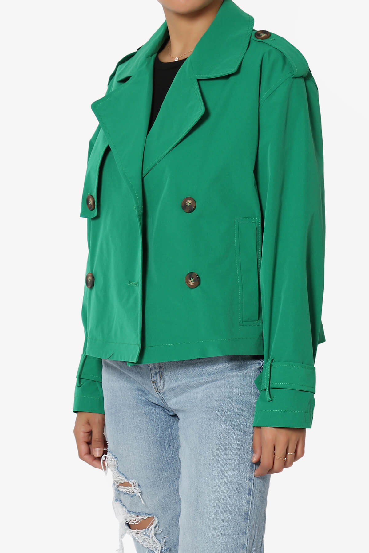 Brixton Cropped Trench Jacket GREEN_3