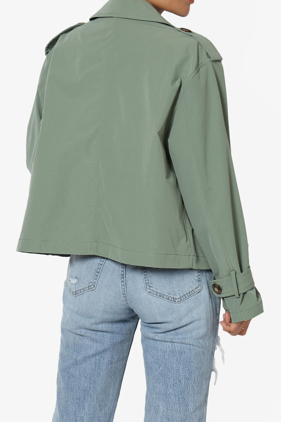 Load image into Gallery viewer, Brixton Cropped Trench Jacket SAGE_2
