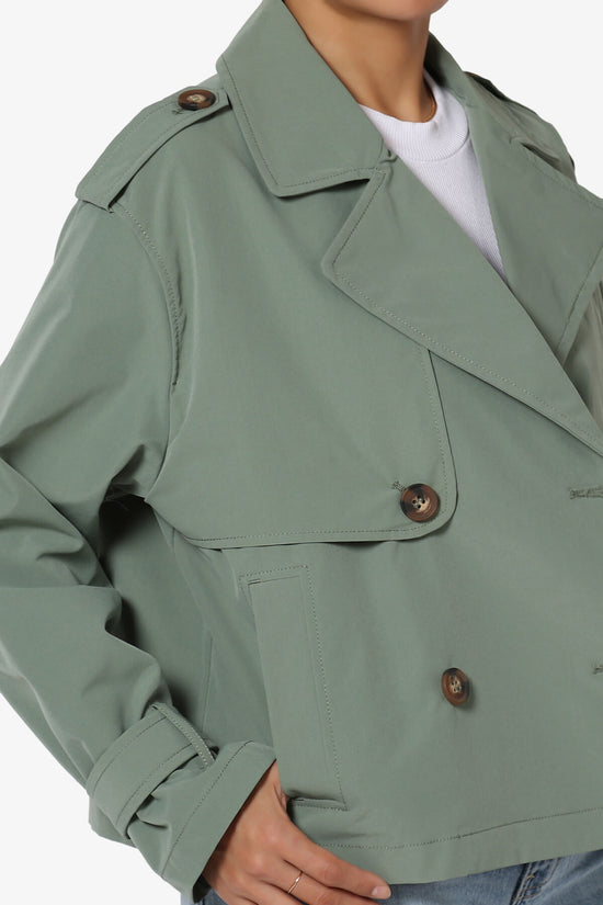 Load image into Gallery viewer, Brixton Cropped Trench Jacket SAGE_5
